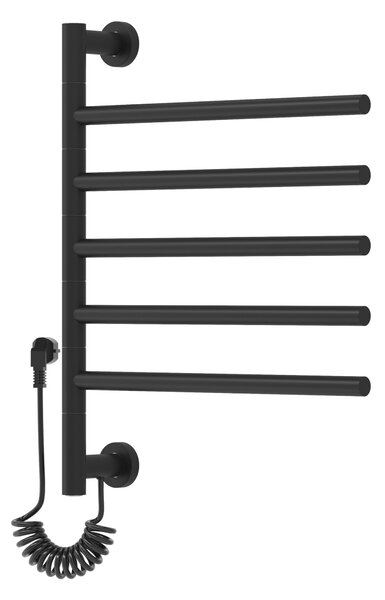 Gamma Awry, elektrický kúpeľňový radiátor s otočnými ramenami 516x622 mm, 75W, čierna, GMA-AWRY-622516-BK