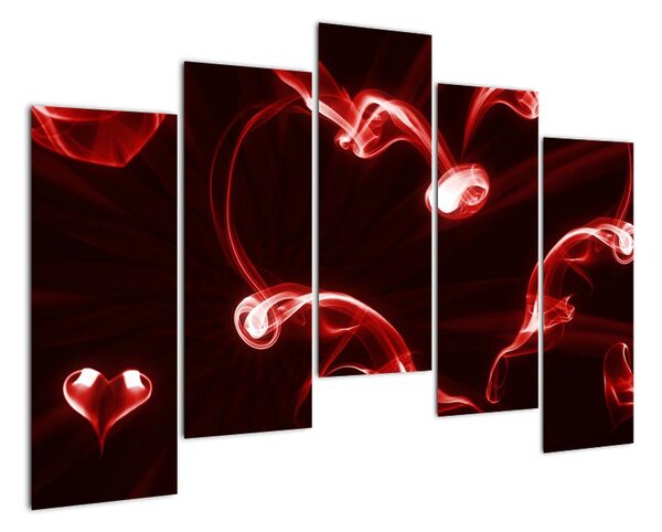 Abstraktný obraz - červené srdce (Obraz 125x90cm)