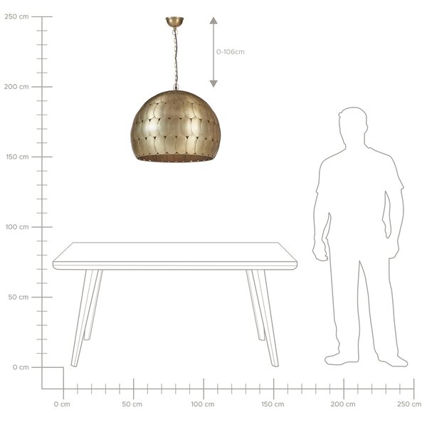 Závesná lampa mosadzná kovová guľaté tienidlo retro obývacia izba bytové doplnky
