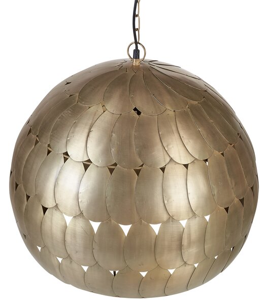 Závesná lampa mosadzná kovová guľaté tienidlo retro obývacia izba bytové doplnky