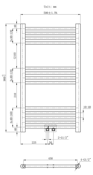 Gamma Simple, vykurovacie teleso 500x900 mm, 357 W, zlatá matná, GMA-SIMP-9050-BGD