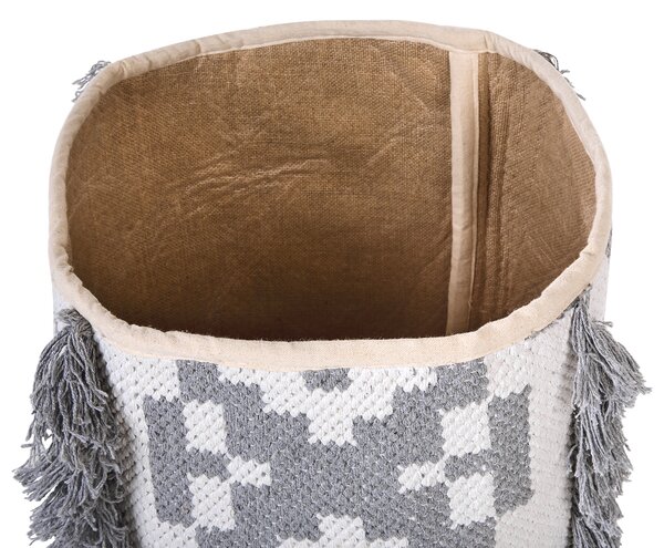 Súprava 2 úložných košov biela sivá bavlna výška 40/45 cm koše na bielizeň doplnky dekorácie boho dizajn