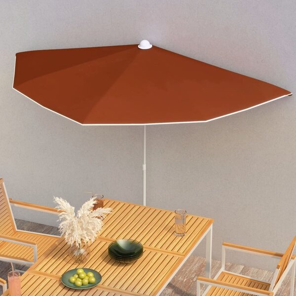 Maison Exclusive – polotieňový slnečník so stĺpom 180 x 90 cm, terakotová červená