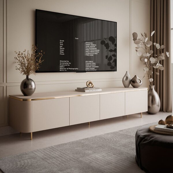TV STOLÍK JULIEN 2 KAŠMÍR + ZLATÝ LED 200 cm