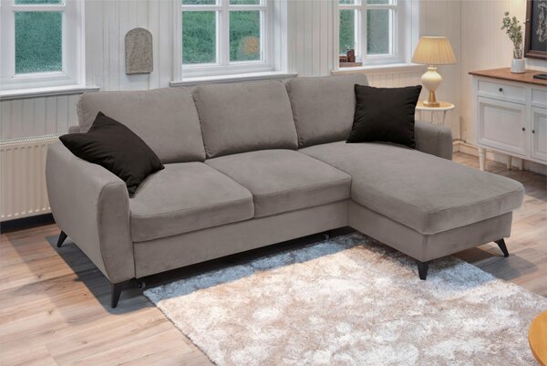 ROZKLADACIA ROHOVÁ SEDAČKA, kov, textil, kompozitné drevo, taupe Livetastic - Online Only obývacie izby, Online Only