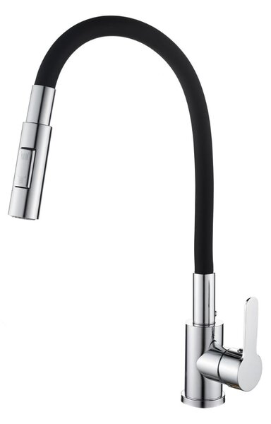 Gamma Flex 4000, stojanková drezová batéria s flexibilným ramenom, 2-funkčný výtok, čierna-chróm, GMA-BFX-4000CH