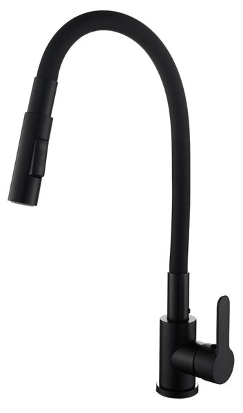 Gamma Flex 4000, stojanková drezová batéria s flexibilným ramenom, 2-funkčný výtok, čierna matná, GMA-BFX-4000BK
