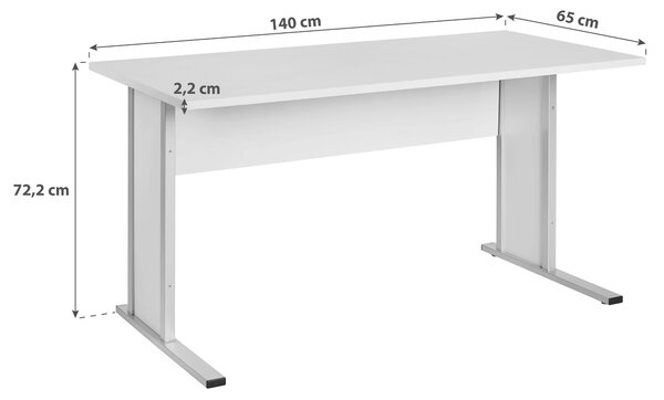 PÍSACÍ STÔL, svetlosivá, 140/65/72,2 cm MID.YOU - Online Only kancelárie, Online Only
