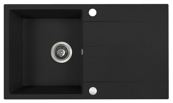Kuchinox Laut, 1-komorový granitový drez 760x440x174 mm + sifón, čierna, LAV-SBZ_B11Y