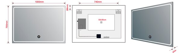 Sapho Sapho, GEMINI zrkadlo s LED osvetlením 100x70cm, chytré funkcie, GM100K