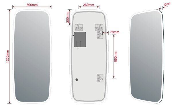 Sapho Sapho, TONG zrkadlo s LED osvetlením 50x120cm, TN5012