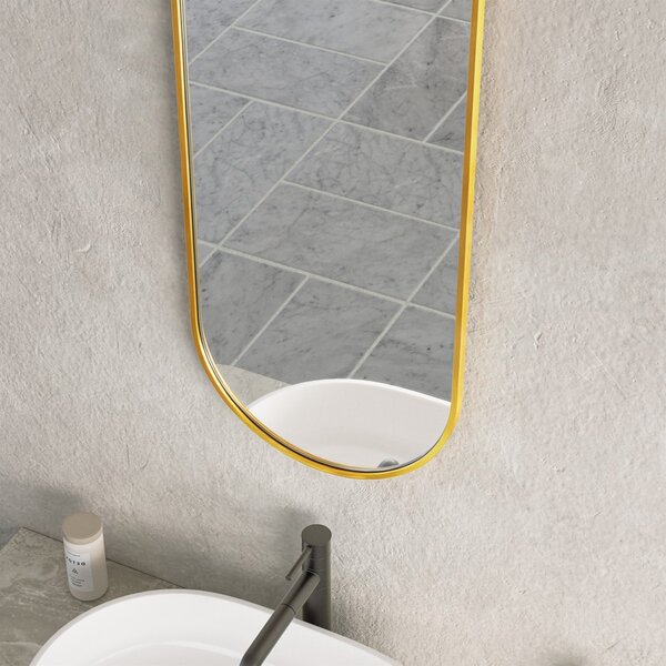 Erga Oval, oválne zrkadlo 35x90cm, zlatý rám, ERG-V01-OVAL-3590-GD
