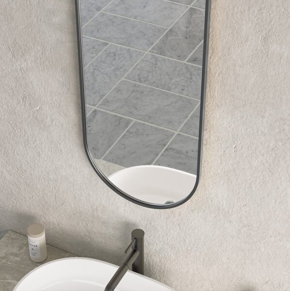 Erga Oval, oválne zrkadlo 35x90cm, čierny rám, ERG-V01-OVAL-3590-BK