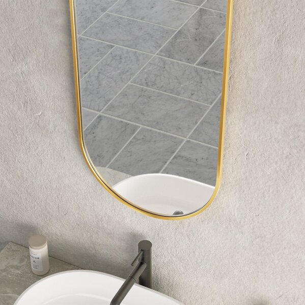 Erga Oval, oválne zrkadlo 40x90cm, zlatý rám, ERG-V01-OVAL-4090-GD