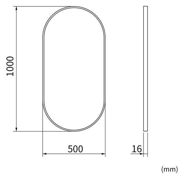 Erga Oval, oválne zrkadlo 50x100cm, zlatý rám, ERG-V01-OVAL-5010-GD