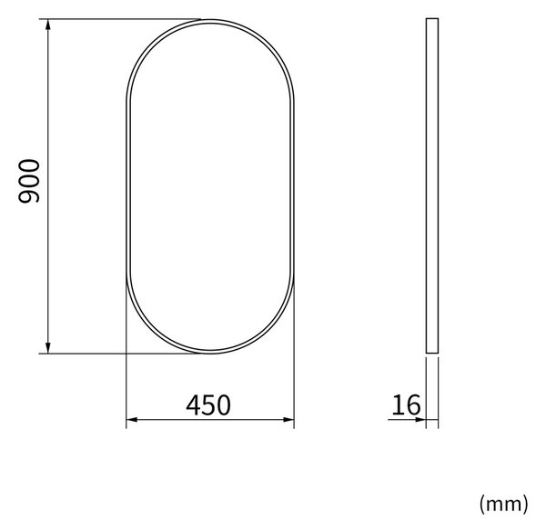 Erga Oval, oválne zrkadlo 45x90cm, zlatý rám, ERG-V01-OVAL-4590-GD