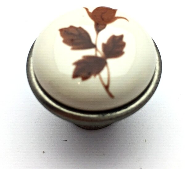 Interex TOSCA nikel patina/ porcelán s lístkom 30 mm