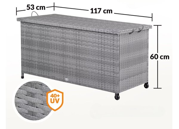 Úložný box s kolieskami 370 L - sivý