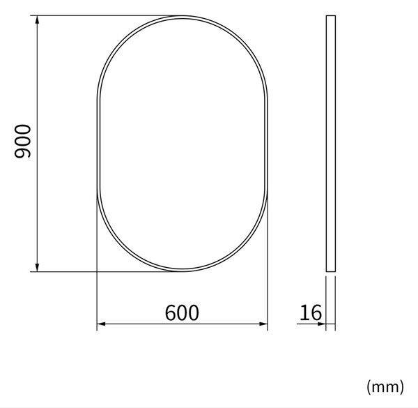 Erga Oval, oválne zrkadlo 60x90cm, zlatý rám, ERG-V01-OVAL-6090-GD