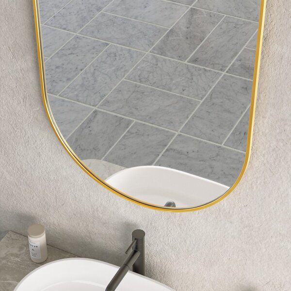 Erga Oval, oválne zrkadlo 60x90cm, zlatý rám, ERG-V01-OVAL-6090-GD