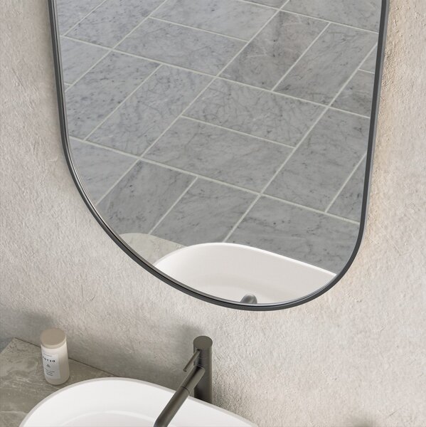 Erga Oval, oválne zrkadlo 60x90cm, čierny rám, ERG-V01-OVAL-6090-BK