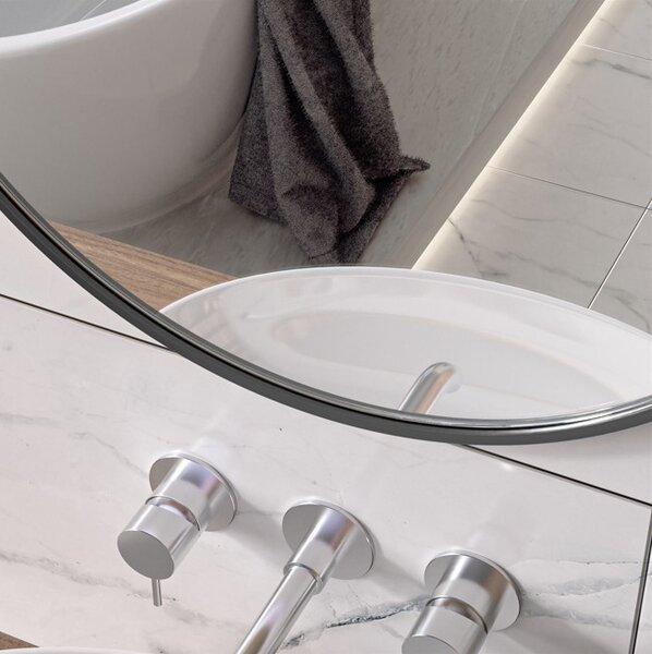 Erga Round, okrúhle zrkadlo 60cm, čierny rám, ERG-V01-ROUND-6060-BK