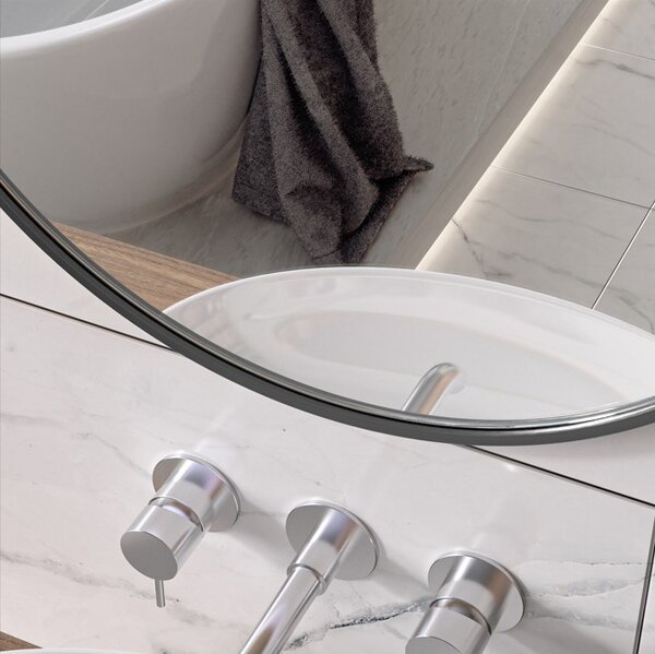 Erga Round, okrúhle zrkadlo 50cm, čierny rám, ERG-V01-ROUND-5050-BK