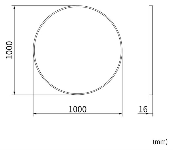 Erga Round, okrúhle zrkadlo 100cm, zlatý rám, ERG-V01-ROUND-1010-GD