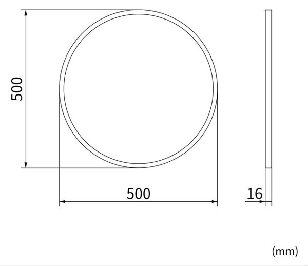 Erga Round, okrúhle zrkadlo 50cm, čierny rám, ERG-V01-ROUND-5050-BK