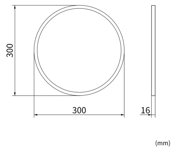 Erga Round, okrúhle zrkadlo 30cm, zlatý rám, ERG-V01-ROUND-3030-GD