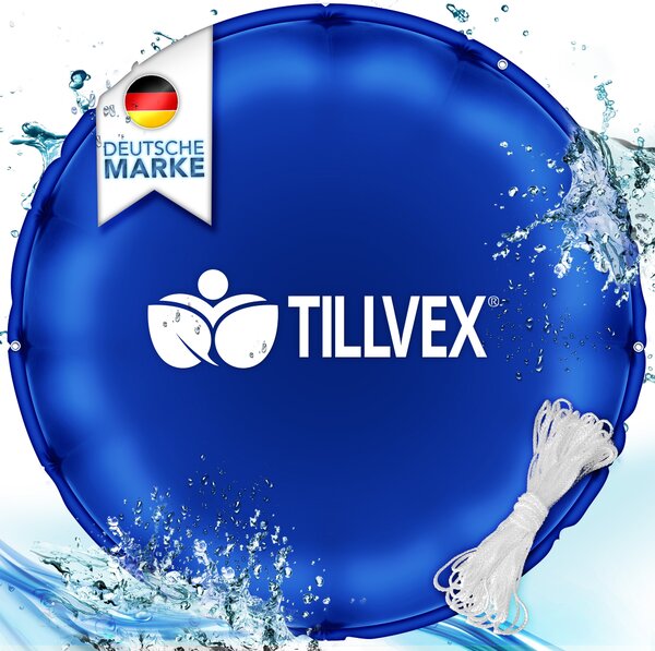 Tillvex® bazénový vankúš zimný XXL 500cm okrúhly modrý | vzduchový vankúš vrátane opravnej sady | zimný vankúš s bezpečnostným ventilom | bazénový vankúš bazénový poťah vankúš s dvojitým švom