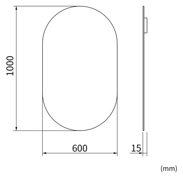 Erga Oval, oválne zrkadlo 60x100cm, ERG-V01-OVAL-6010-CL