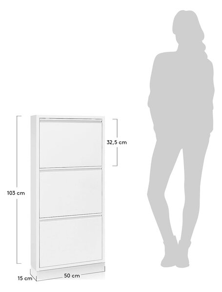 Biela kovová výklopná skrinka na topánky 50x103x15 cm Ode – Kave Home