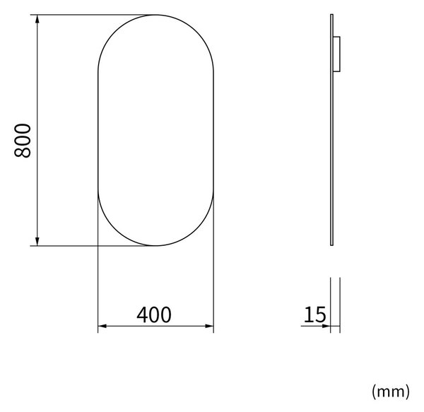 Erga Oval, oválne zrkadlo 40x80cm, ERG-V01-OVAL-4080-CL