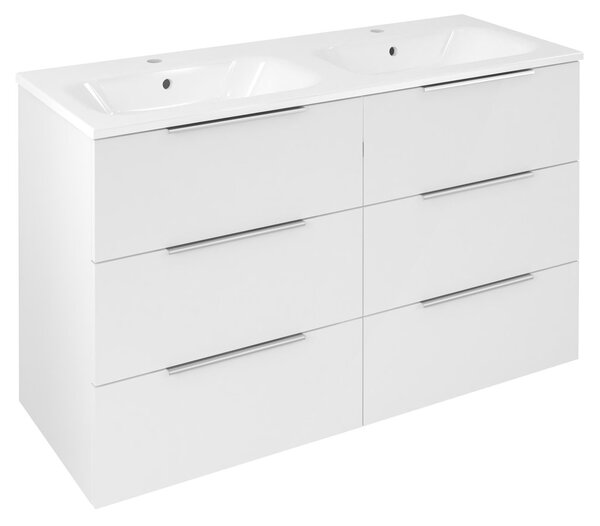 Sapho Sapho, CIRASA umývadlová skrinka 118,4x75x46cm, 3x zásuvka, biela lesk, CR121-3030-31