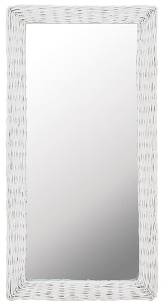 Zrkadlo s prúteným rámom biele 50x100 cm