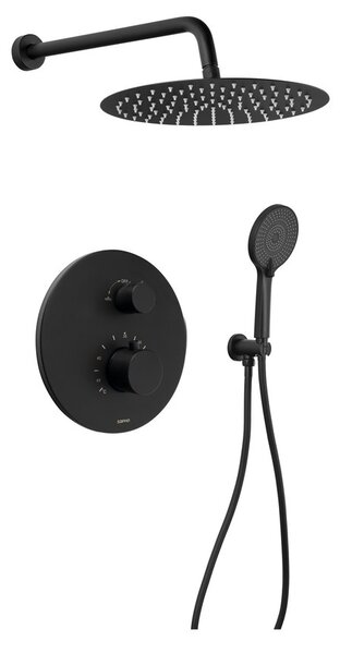 Sapho Sapho, Podomietkový sprchový set s termostatickou batériou, box, 2 výstupy, čierna matná, RH396B-01