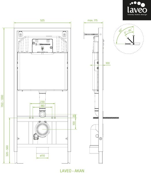 Erga Erga, závesný set pod omietku Laveo Akan + závesná WC misa Lily+ s toaletným sedadlom z duroplastu + splachovacie tlačidlo, biela lesklá, ERG-SE…