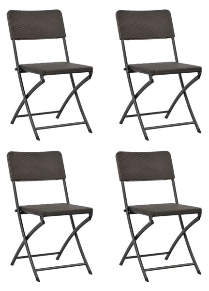 Skladacie záhradné stoličky 4 ks, HDPE a oceľ, hnedé