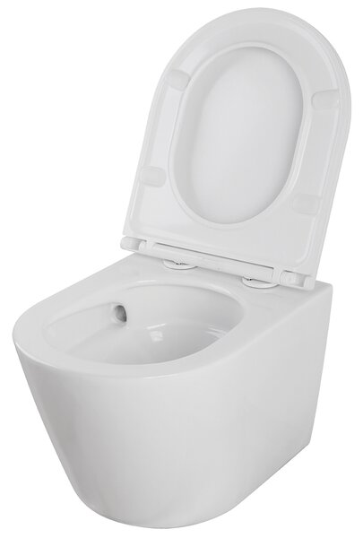 Laveo Nida Cycleon 2.0, závesná WC misa s toaletným sedadlom z duroplastu, Vortex splachovanie, biela lesklá, LAV-VMN_609S