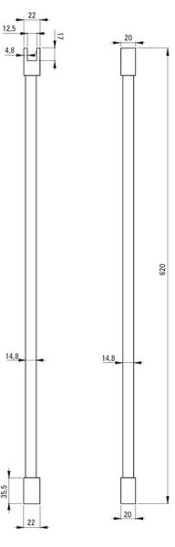 Erga Paris, stropná vzpera pre sprchové zásteny s hrúbkou skla 6(8)mm, dĺžka 62cm, chrómová, ERG-V02-PARIS-BAR62-CR