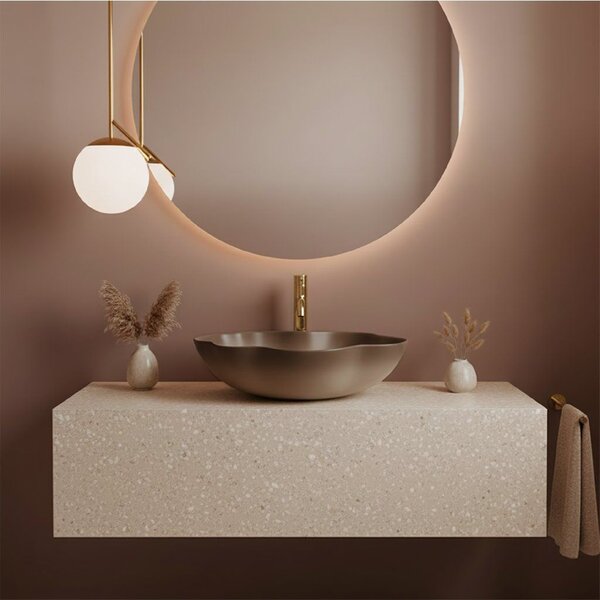 Rea Pearl, umývadlo na dosku 505x380x135 mm, béžová-hnedá-Ombre, REA-U0629