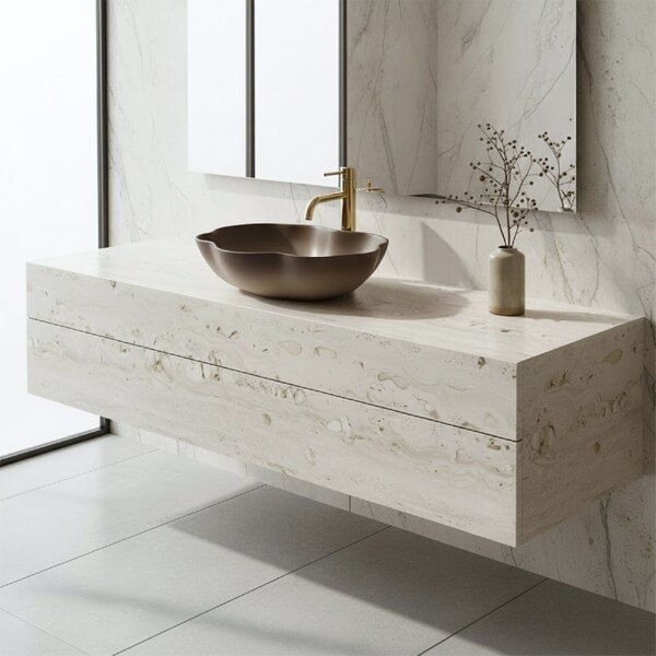 Rea Pearl, umývadlo na dosku 505x380x135 mm, béžová-hnedá-Ombre, REA-U0629