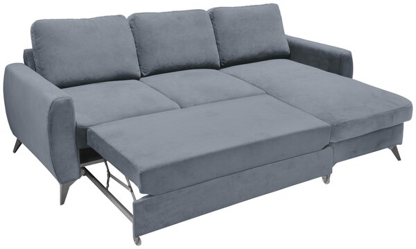 ROZKLADACIA ROHOVÁ SEDAČKA, kov, textil, kompozitné drevo, sivá Livetastic - Online Only obývacie izby, Online Only