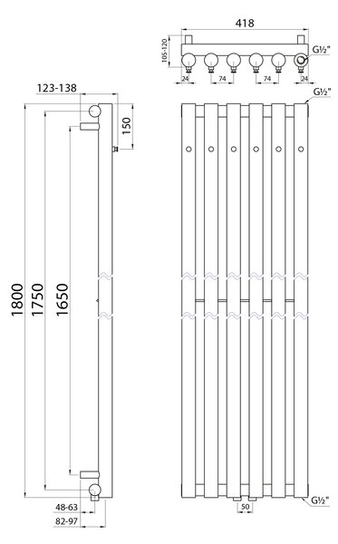 Sapho Sapho, PILON vykurovacie teleso 196x1800mm, so 6 háčikmi, bielá mat, IZ131T