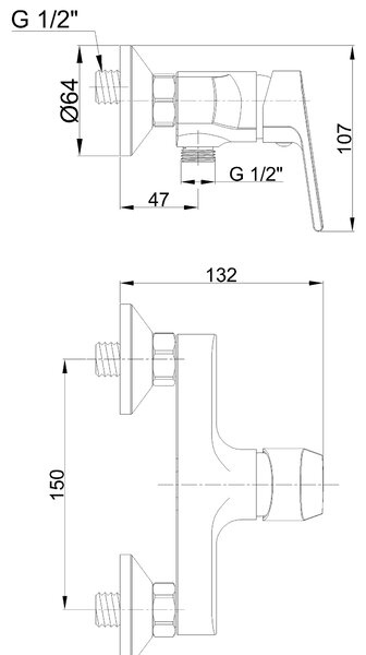 Invena Kalon, sprchová batéria 150 mm, chrómová, INV-BN-42-001-X