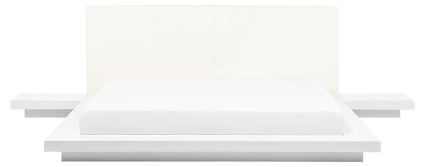 Japonská vodná posteľ biela dvojlôžková drevená posteľ 160 x 200 cm spálňový nábytok