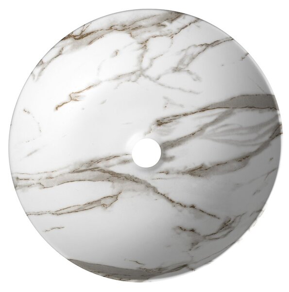 Sapho Sapho, RONDEA keramické umývadlo na dosku priemer 41cm, bianco carrara, AR445BC