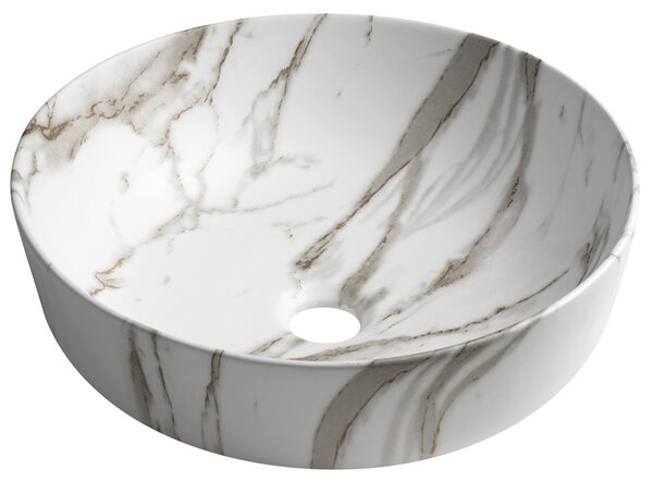 Sapho Sapho, RONDEA keramické umývadlo na dosku priemer 41cm, bianco carrara, AR445BC
