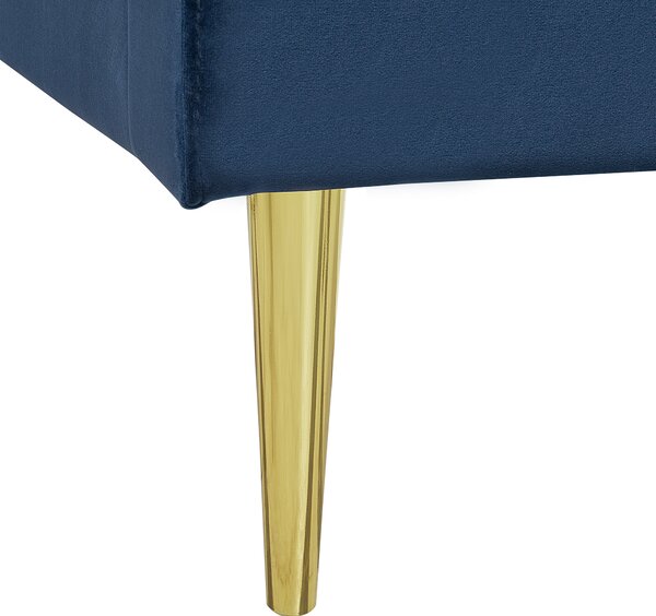 Čalúnená posteľ modrá zamatová 160 x 200 cm lamelový rošt vysoké čelo elegantný dizajn spálňa